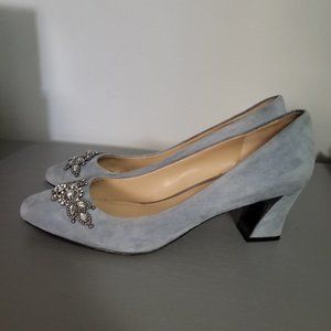 Blue suede heels